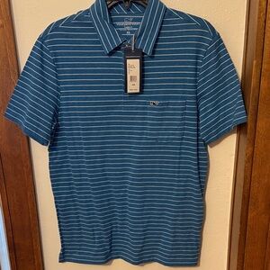 Vineyard Vines Men's Jersey Polo in Blue and White Stripes